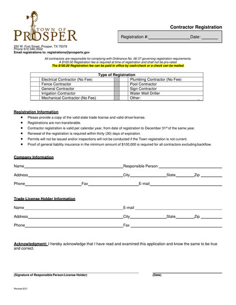 city of prosper tx contractor registration.